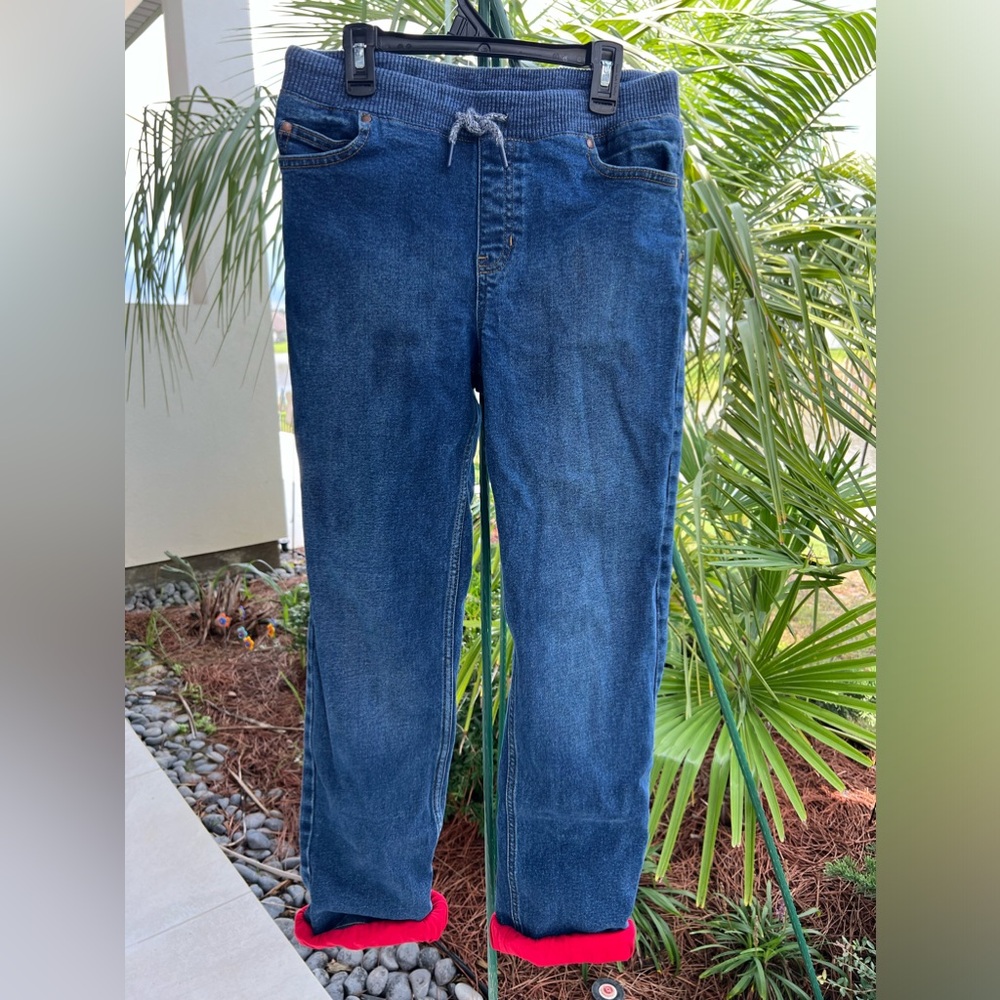 LANDS END BOYS POLAR FLEECE LINED JEANS SZ L 14/16